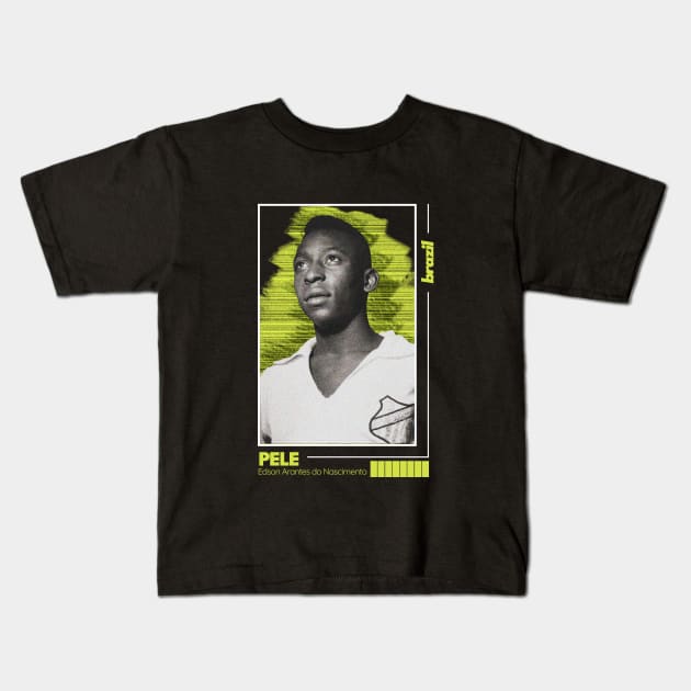 Pele Football Player Kids T-Shirt by InkSpiration